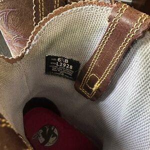 Justin Boots Brown Leather Ankle Booties with Yellow Stitching